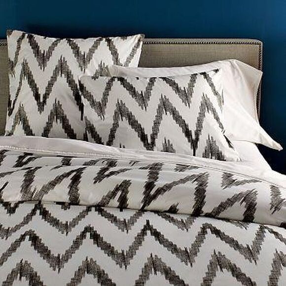West Elm Other - West Elm Queen Size Duvet 92 x 88 Brown Chevron Motif Organic Cotton Boho